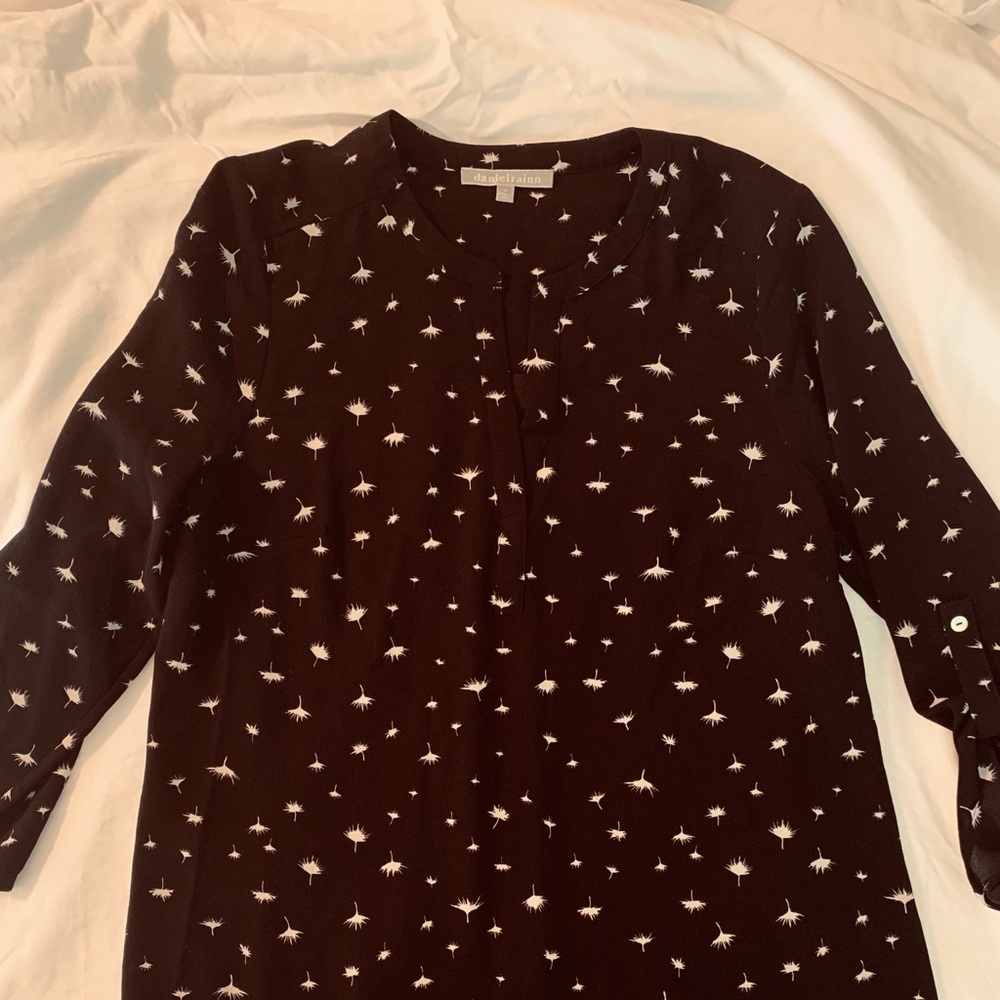 Black patterned 3/4 sleeve Tunic Top